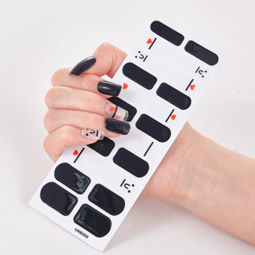 Black - 22 Tips/Sheet Pure Solid Color Temporary Tattoos Kids Sticker For Nails Nail Designs Novidades Fashion Nail Stickers Nail Tips By WTB