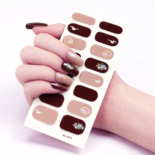 Pink - 16 Tips/Sheet Glitter Series Powder Sequins Nail Decoration Nails Art Decoration Full Cover Nail Stickers Manicure Designed By WTB