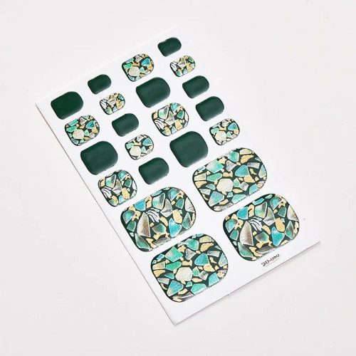 Jade Green - 22 Tips/Sheet Valentines Loveliness Full Cover Nail Stickers Fashion Nail Stickers Nail Sticker Set Designed Nail Tape Shiny By WTB