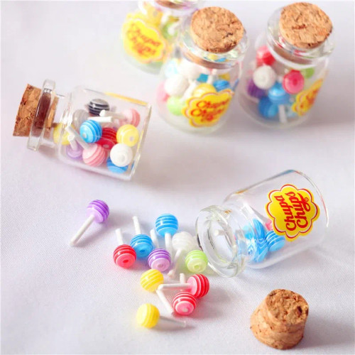 Light Green - 1/12 Dollhouse Miniature Food Dessert Sugar Lollipops With Case Holder Candys Kids Play Toys By WTB