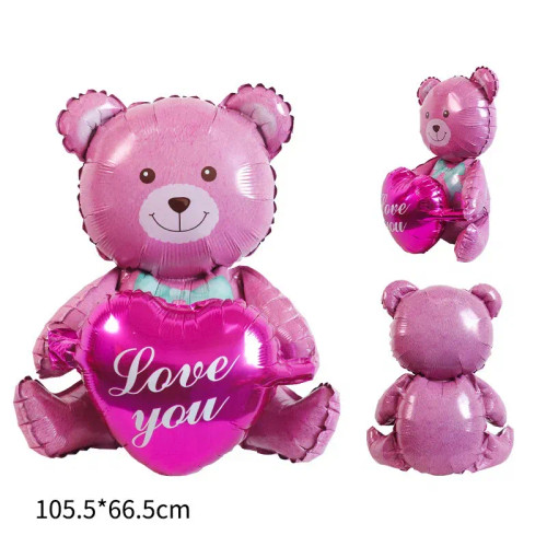 Unique Standing Teddy Bear Balloon & Love Heart Foil Balloon For Proposal, Valentine'S Day, Holiday, Birthday Party Decoration By WTB