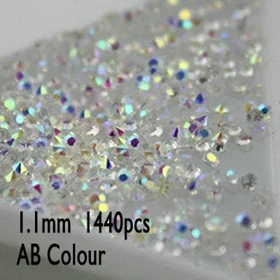 Dark Grey - 1440Pcs Clear Mini Pixie Nail Rhinestone Crystal 3D Nail Decoration Diy Micro Diamonds For Nails Art Accessories By WTB