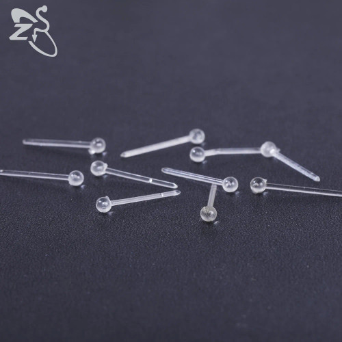 Metal Antique Silver Plated - Zs 10-50Pcs/Lot Colorful Acrylic Stud Earring Invisible Transparent Anti-Allergy Ear Pin 20G Star Ball Curing Ear Hole Retainer By WTB