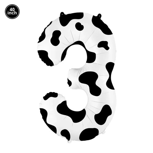 Clear - Cow Party Supplies Standing Cow Balloon 40Inch Number Balloon Cow Print Latex Balloon Children'S Farm Birthday Party Decoration By WTB
