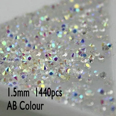 Pink - 1440Pcs Clear Mini Pixie Nail Rhinestone Crystal 3D Nail Decoration Diy Micro Diamonds For Nails Art Accessories By WTB