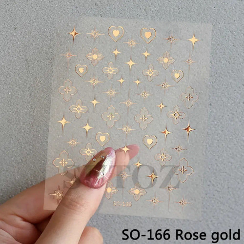 Chocolate - Sliver Stars Nails Stickers 3D Bronzing Laser White Cross Starlight Glossychic Y2K Stylish Adhesive Manicure Decorations So-167 By WTB