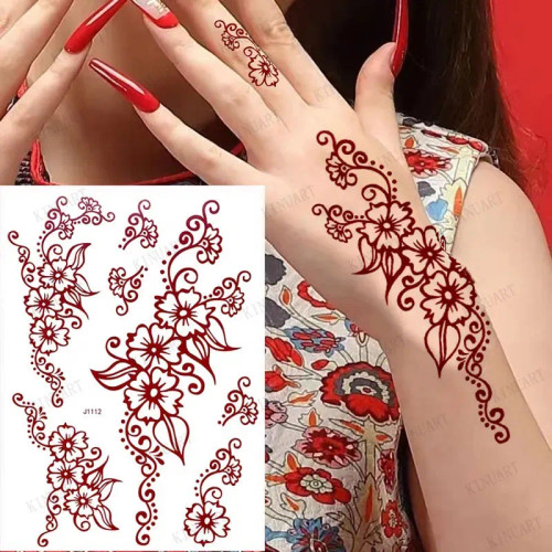 Waterproof Temporary Tattoos For Women Henna Tattoo Stickers Mehndi Design Fake Tattoo For Hand Leg Sleeve Body Art Hena Tatoo By WTB