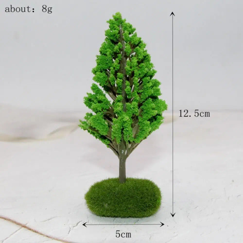 Light Yellow - Artificial Moss Rocks/Wooden Base Model Trees Simulation Plastic Dollhouse Mini Tree Natural Green Bonsai Figurine By WTB