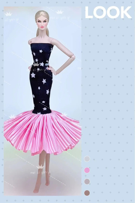 Gray - Clothes For Barbie Doll Accessories Dress By WTB