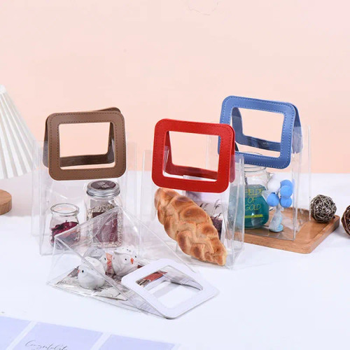 1Pc Clear Candy Handbag Pvc Gifts Cosmetics Bag Transparent Souvenir Packaging Bags Tote Xmas Birthday Wedding Party Supplies By WTB