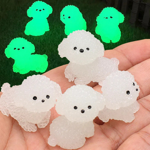 Dark Gray - 1/4/Pcs Nightglow Puppy Ornament Home Desk Fluorescence Mini White Dog Decoration Room Office Car Cute Diy Resin Ornament Crafts By WTB