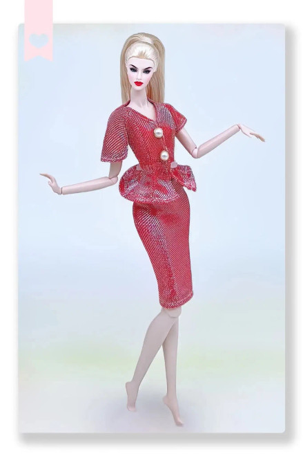 Red - Luxury Dress For Barbie Doll Clothes Clothing And Accessories For Barbie Dresses Costume Sportwear Uniform Gowns Fashionista By WTB