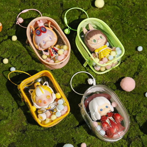 Yellow - 1Pc Thicken Transparent Mystery Box Storage Case Keychain Bag Storage Pouch Organizer Box Classic Doll Bag Keychain Wallet By WTB