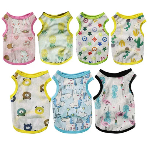 Red, Size: Xl - Summer Dog Vest Ultra Thin Breathable Mesh Cloth Pet T-Shirt For Small Dogs Cute Cartoon Print Puppy Cat Cheap Clothes Costumes By WTB