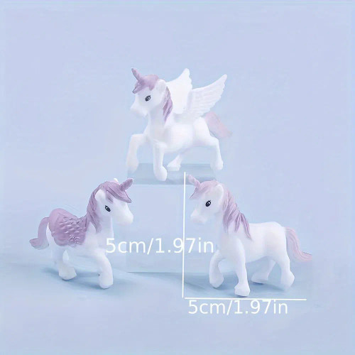 Fluorescence Yellow - 3/6Pcs Mini Unicorn Cake Decoration Set, Plastic Materia,Girl Birthday Party Supplies,Purple & Pink Unicorn Cake Topper By WTB