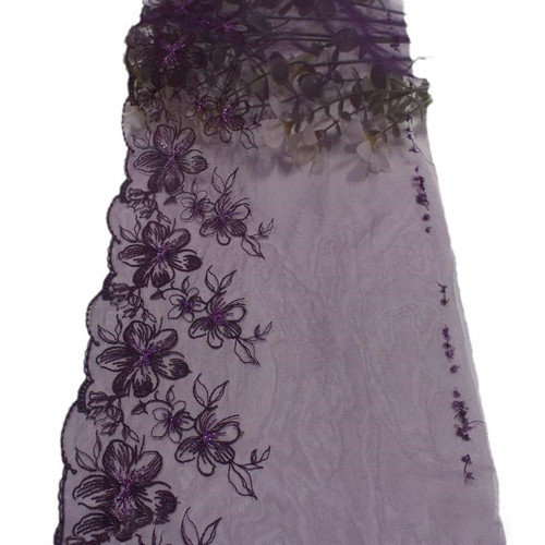 1 Yards Diy Underwear Clothing Lace Lace With Purple Mesh Simple Single Sided Silver Thread Flower Embroidery Lace By WTB