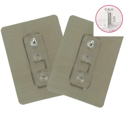 Light Grey - 2Pcs Punch-Free Screw Stickers Non-Marking Waterproof Hooks For Bathroom Storage Rack Photo Frame Nail Kitchen Storage Holder By WTB