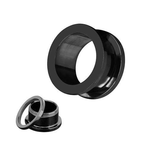 Metal Rhodium Plated, Main Stone Gray - 2Pcs Multi Color Steel Screw Fit Tunnel Ear Plug Stretcher Gauge 3-25Mm Ear Lobe Tunnel Expander By WTB