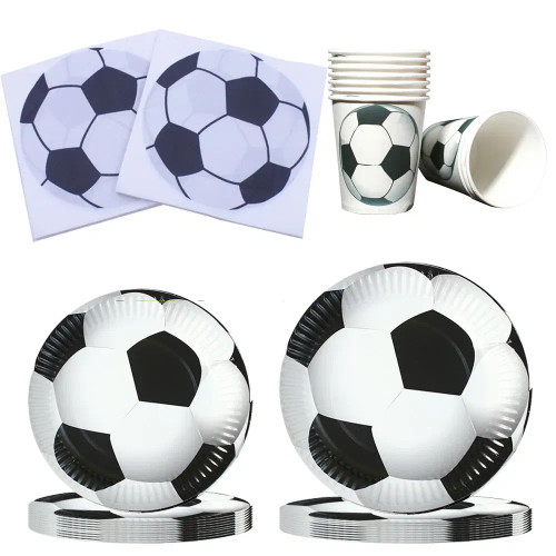 Deep Sapphire - Soccer Party Disposable Tableware Paper Plates Cups Napkins Football Party Supplies Soccer Birthday Party Decoration By WTB