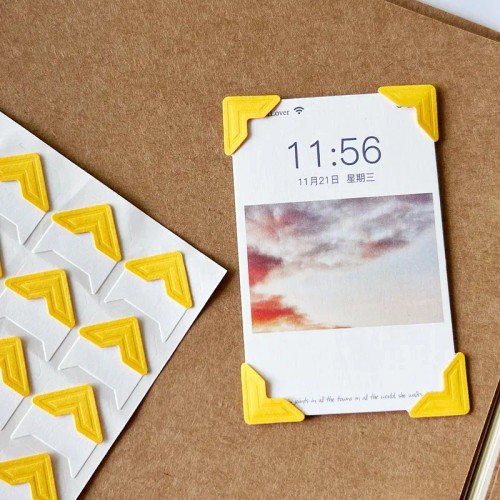 Pink - 120 Pcs/Lot 5 Sheets Diy Self-Adhesive Vintage Kraft Paper Stickers For Photo Album Corner Frame Scrapbooking Picture Decoration By WTB