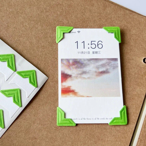 White - 120 Pcs/Lot 5 Sheets Diy Self-Adhesive Vintage Kraft Paper Stickers For Photo Album Corner Frame Scrapbooking Picture Decoration By WTB