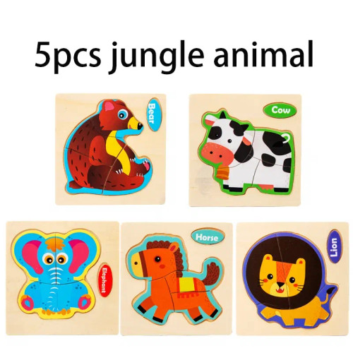 Wooden Puzzle Jigsaw Toys For Children Wood 3D Cartoon Animal Puzzles Intelligence Kids Early Educational Toys For Children By WTB