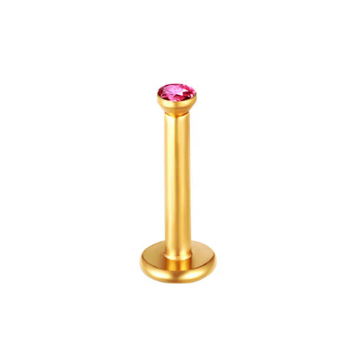 Metal Gold-Color - 2X 16G 1.2Mm Crystal Steel -Gold- Labret Ring Bar Ear Cartilage Tragus Monroe Lip Nose Stud Internally Threaded Piercing By WTB