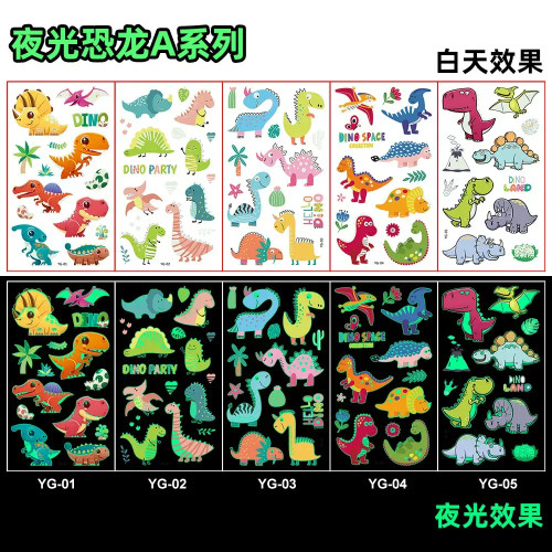 Monochrome - 5Pc/Set Night Glow Tattoo Stickers Temporary Unicorn Fairy Animal Tattoo Party Decorations Fluorescence Tattoo Stickers By WTB