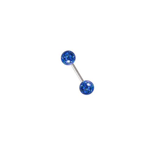 Metal Blue, Main Stone White - 16G 1.2Mm Coated Crystal Steel Ear Stud Tragus Helix Cartilage 3/4/5Mm Cz Ball 6/8/10/12/14Mm Bar Barbell Piercing By WTB