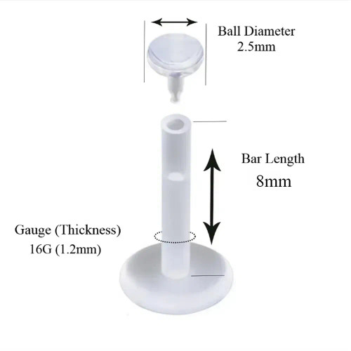 Metal Gold-Color, Main Stone Black, Shape\Pattern: Straight Barbell, Body Jewelry Type: Labret Lip Piercing Jewelry, Body Jewelry Application Area: Face - 10/20Pc Transparent Acrylic 14G & 16G Labret Ring Monroe Lip Retainer Push In Bar Bio By WTB