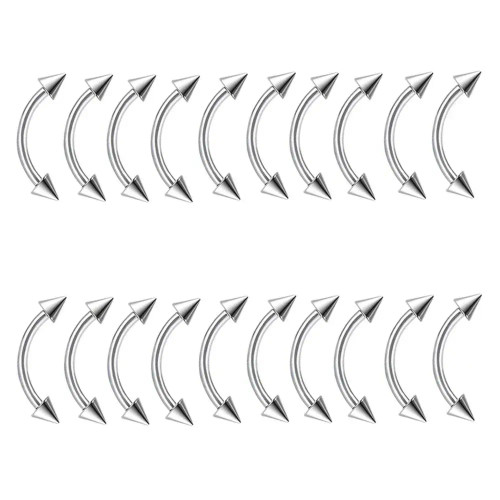 Metal Gold-Color, Main Stone Beige - Bulk Multi Size 16G 1.2Mm Steel Curved Barbell Eyebrow Piercing 6-14Mm Bar 3Mm Ball Ear Piercing By WTB