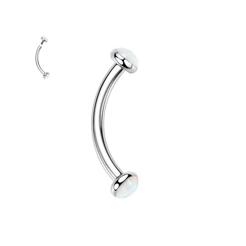 Metal Blue White Zinc Plated, Main Stone Black - 3/4/5Mm Opal Steel Eyebrow Ring Internally Threaded 6Mm -14Mm Bar Curved Barbell Monroe Lip Stud Ear Tragus Piercing By WTB