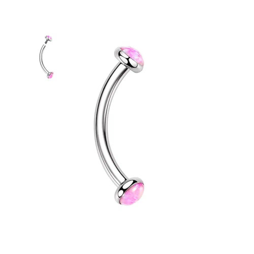 Metal Rose Gold Color, Main Stone Black - 3/4/5Mm Opal Steel Eyebrow Ring Internally Threaded 6Mm -14Mm Bar Curved Barbell Monroe Lip Stud Ear Tragus Piercing By WTB