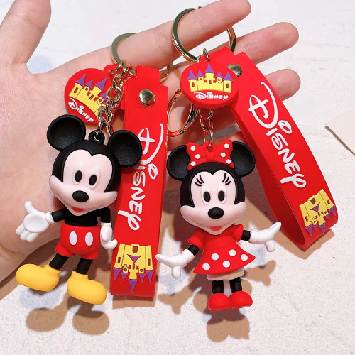 Chocolate - Disney Mickey Keychain Cartoon Stitch Cute Minnie Keyring Anime Student Bag Hanging All-Match Car Key Chain Christmas Gifts By WTB