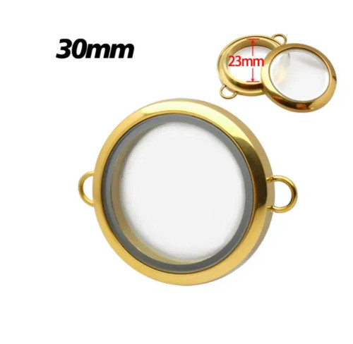 Metal Gold-Color - 1Pc 20Mm 25Mm 30Mm Stainless Steel Floating Locket Glass Memory Twist Locket Silver Gold Color For Bracelet Jewelry Making By WTB