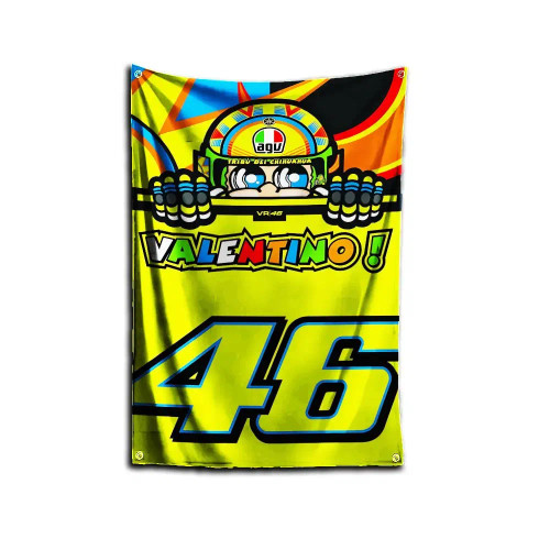 Multi, Size: 60 X 90Cm - 3X5 Ft D-Doctors R-Rossis Vr-46 Flag Polyester Digital Printing Banner For Garage Wall Out Door Decoration With Brass Grommets By WTB