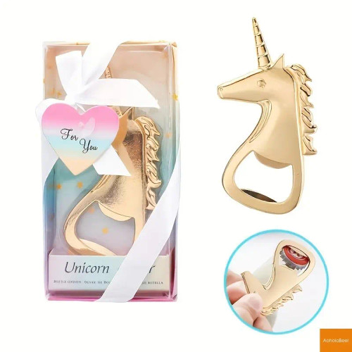 Kitchen Gadgets Gold Unicorn Shaped Beer Bottle Opener European And American Creative Wedding Favours Opener Bar Accessories By WTB