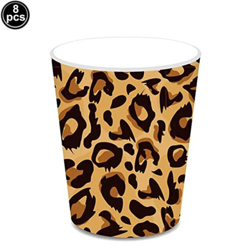 Deep Blue - Animal Print Disposable Tableware Leopard Printed Paper Plates Napkins For Birthday Party Jungle Safari Theme Party Decoration By WTB