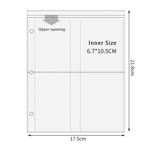 Yellow - A5 3/7 Ring Photocards Binder Sleeve 1/2/4/6 Pockets Clear Acid Free 6X4 Photo Album Refill Pages Trading Card Postcard Sleeve By WTB