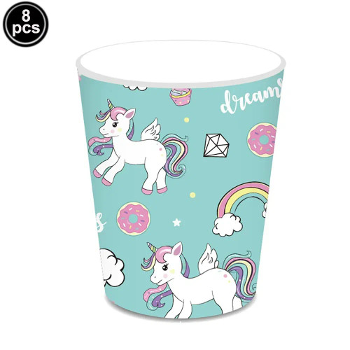 Deep Blue - Unicorn Party Disposable Tableware Plates Cups Napkins Tablecloth Girl Birthday Unicorn Party Decoration Baby Shower Supplies By WTB