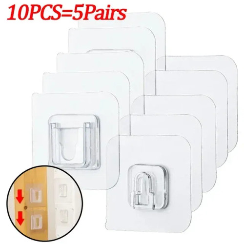 Bronze - Double-Sided Adhesive Wall Hooks Hanger Strong Transparent Suction Cup Sucker Hooks Kitchen Bathroom Storage Plug Socket Holders By WTB