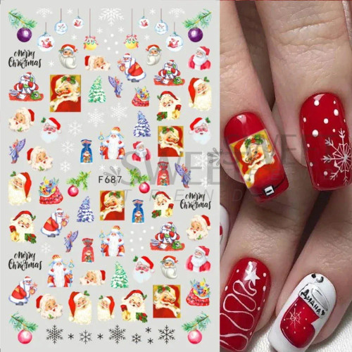 Bronze - 5D Embossed Elk Nail Art Sticker Cute Christmas Winter Santa Claus Snowflake Gingerbread Man Engraved Slider Manicure Decoration By WTB
