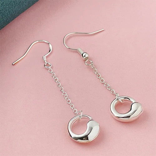 Gem Pale Pinkish Gray - 925 Silver Heart Shape Earrings Women Exquisite Student Jewelry Accessories By WTB