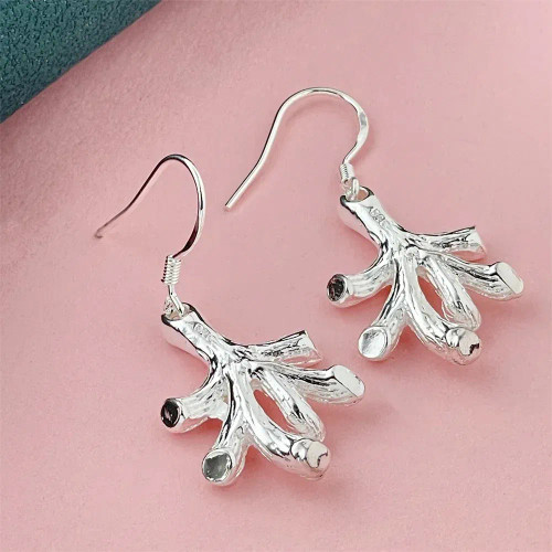 Gem Camel Color - 925 Silver Heart Shape Earrings Women Exquisite Student Jewelry Accessories By WTB
