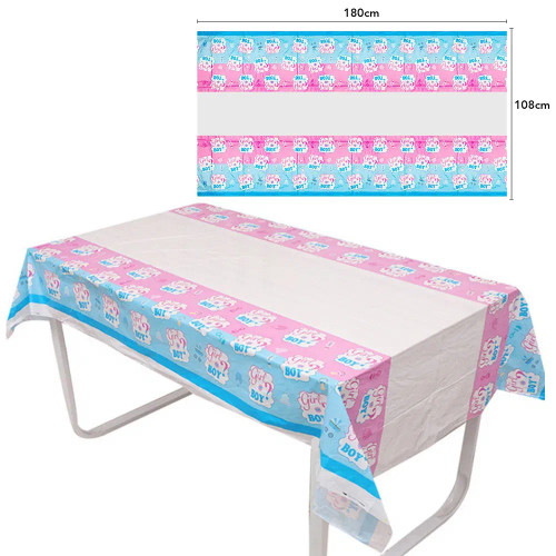 Plum - Gender Reveal Party Decorations Disposable Tableware Plates Cups Napkins Tablecloth Boy Girl Balloon Fringe Curtain By WTB