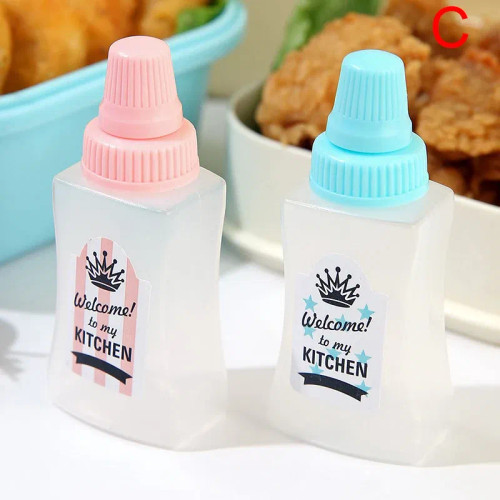 White - 2Pcs Lunch Bento Soy Sauce Box Container Cute Plastic Condiment Dispenser Mini Portable Salad Dressing Tomato Ketchup Bottle Jar By WTB