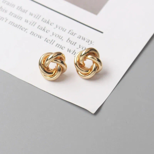 Metal Imitation Rhodium Plated - Tiny Metal Stud Earrings For Women Gold Color Twist Round Earrings Small Unusual Earrings Boucles D'Oreilles Fashion Jewelry By WTB
