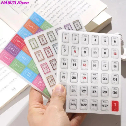 Yellow - 365 Days Sticker Payment Stick Account Notebook Sticker Full Year Calendar Sticker Index Tab Reminder Sticker Student Stationery By WTB