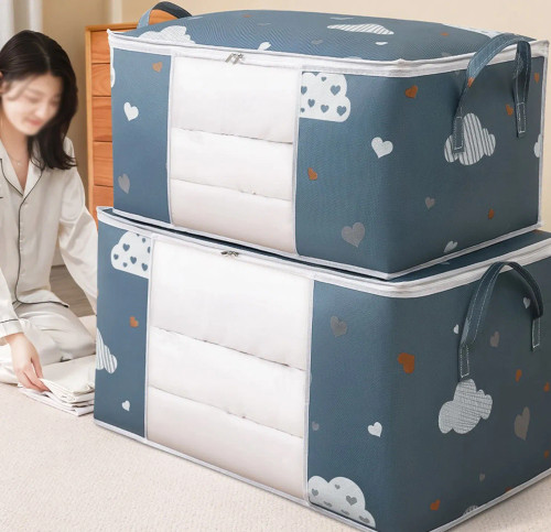 Chocolate - 1Pcs Comforter Bag Clothes Storage Box Waterproof Dustproof Quilt Non-Woven Organizer Bags Clothing Wardrobe Home Organization By WTB