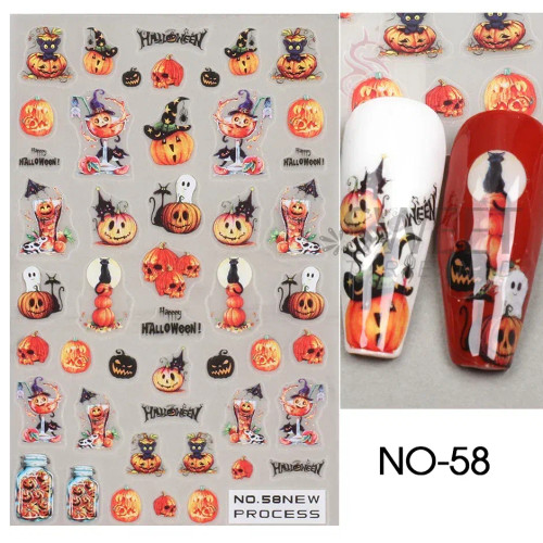 Gold - 5D Embossed Elk Nail Art Sticker Cute Christmas Winter Santa Claus Snowflake Gingerbread Man Engraved Slider Manicure Decoration By WTB